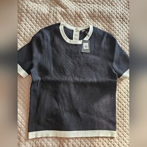 Maje Black and White Short Sleeve Top